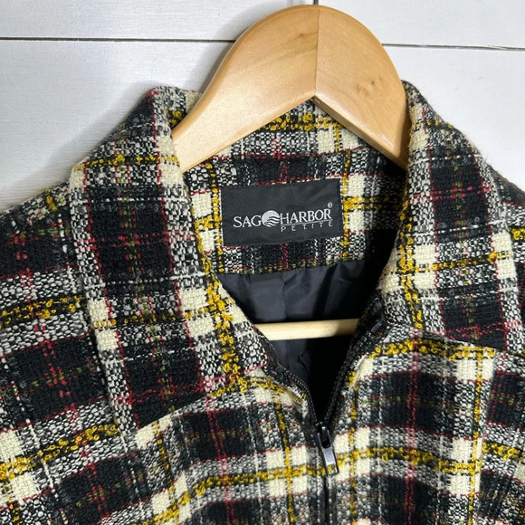 Sag Harbor Yellow, Black, Red Plaid Jacket Blazer with Zipper - Size Medium - Picture 4 of 7